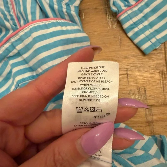 Ralph Lauren Aqua and White Striped Pajama Set - Picture 5 of 15